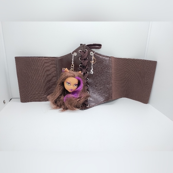Clawdeen Wolf Monster High Doll Head Corset Belt Brown Silver Chains Gold Charms - Picture 2 of 11
